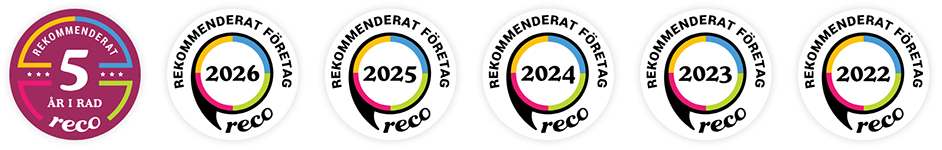 Reco Rekommenderat Företag fem år i rad inom lösullsisolering i Stockholm